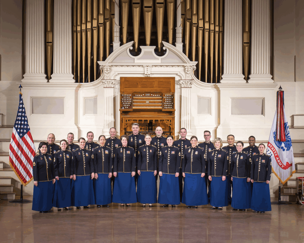 US Army Field Band Soldiers' Chorus standing on stage